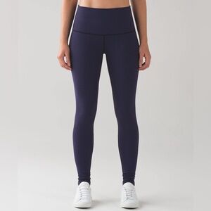 Lululemon Wunder Under High Waisted Leggings Check Black Cerulean Size 2